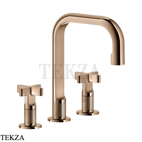 Gessi INCISO+ Смеситель для раковины, 3 отверстия, средний, без гарнитура 58114-030, Copper PVD