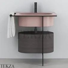 Cielo Kyros Модульная система умывальника с тумбой, Cipria-черный-Rovere Grigio Cielo Kyros Модульная система умывальника с тумбой, Cipria-черный-Rovere Grigio