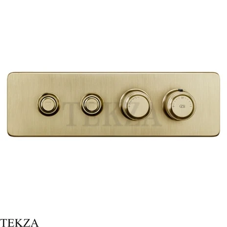 Gessi VENTI20 Термостатический смеситель на 2 потока с кнопками, внешняя часть 65222-727, Brushed Brass PVD