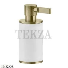 Gessi INCISO accessories Дозатор настольный для жидкого мыла, белый 58537-727, Brushed Brass