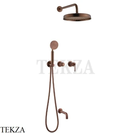 Boheme ETERNA Смеситель для душа, верхний и ручной душ, излив 174-2-CB, Copper Brushed