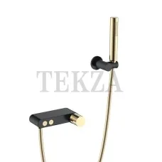 Boheme Stick Смеситель для ванны с изливом и гарнитуром Stick 123-BG Black DIAMOND Gold