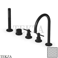 Zucchetti Helm Diagonal Смеситель на борт ванны с гарнитуром ZHL511.XP81G3, brushed total black PVD