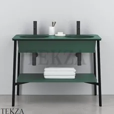 CIELO CATINO DOPPIO Консоль с двойной керамической раковиной, Muschio-черный