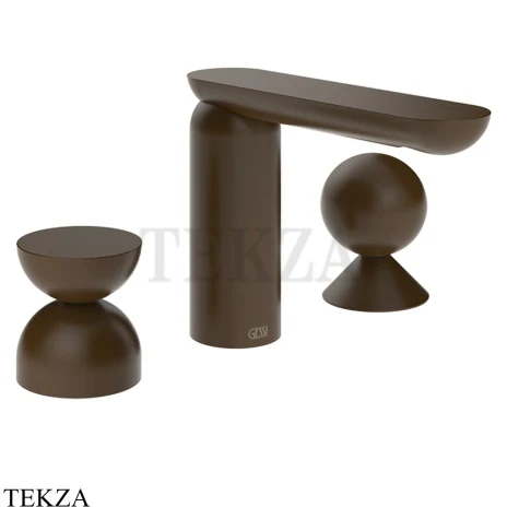 Gessi Perle Смеситель для раковины на 3 отв., без гарнитура 74908-845, бронза Dark Brush
