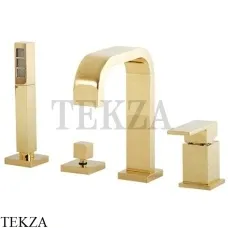 Migliore Kvant GOLD Смеситель на борт ванны на 4 отверстия с гарнитуром 25392, золото глянец