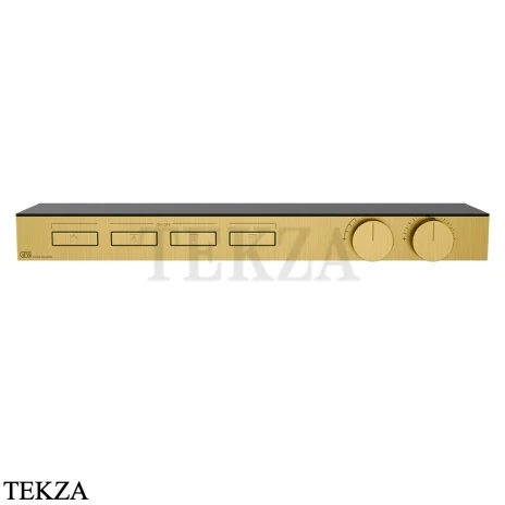 Gessi HI-FI Термостатический смеситель с полочкой, на 4 потока, внешняя часть 63026-716, золото Brushed