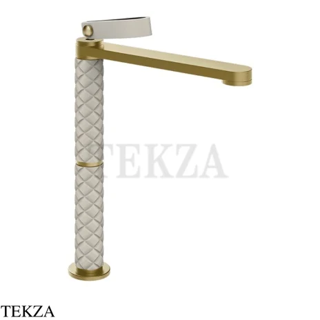 Gessi Pelle Laccetto Смеситель для раковины высокий, с донным клапаном, 78453-435, Crème/Brass Br. PVD