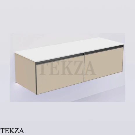 ARMADI ART QUATRO Тумба под раковину 140 см с внутренней подсветкой 790-M2-140(70+70)-D-A-LED, DAPHNE (бежево-серый), профиль ANTHRACITE (антрацит)