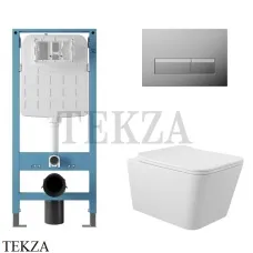 Aqueduto MACIO Комплект унитаза c инсталляцией, кнопка хром глянец AQDS198, Белый глянец