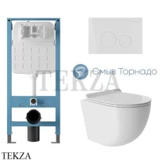 Aqueduto OVO Комплект унитаза торнадо c инсталляцией, кнопка белый глянец AQDS085T Белый глянец