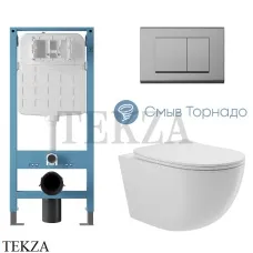 Aqueduto OVO Plus Комплект унитаза торнадо c инсталляцией, кнопка хром глянец AQDS334T, Белый глянец