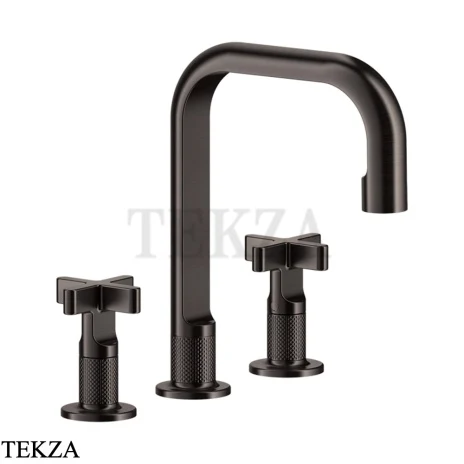 Gessi INCISO+ Смеситель для раковины, 3 отверстия, средний, без гарнитура 58114-707, Black Metal Brushed PVD