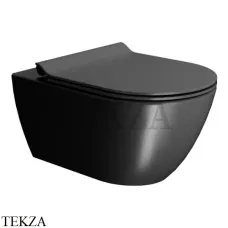 GSI PURA 55/F Унитаз подвесной ”Swirlflush” (безободковый) 8815FR226, сиденье микролифт slim, черный матовый