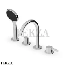 Zucchetti Isy22 Смеситель на борт ванны с гарнитуром 3 режима ZIS512, хром глянец