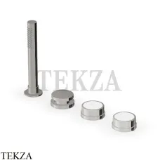 Zucchetti Savoir Смеситель для ванны с душевым гарнитуром ZSV484.C8W, Nickel глянец-белый