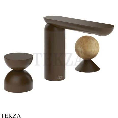 Gessi Perle Смеситель для раковины на 3 отв., без гарнитура 74938-845, бронза Dark Brush