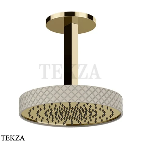 Gessi Pelle Tresse Верхняя лейка D30,5 см с потолочным кронштейном под размер, 78252-434, Crème/ Brass PVD