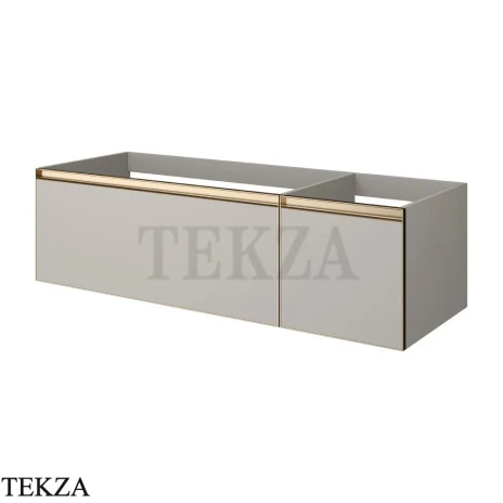 ARMADI ART QUATRO Тумба под раковину 140 см с внутренней подсветкой 790-M2-140-CM-MG LED, CASHMERE (кашемир), профиль MATT GOLD (матовое золото)