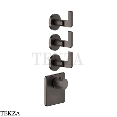 Gessi INCISO WELLNESS Термостат 3 выхода, внешняя часть 58216-707, Black Metal Brushed PVD