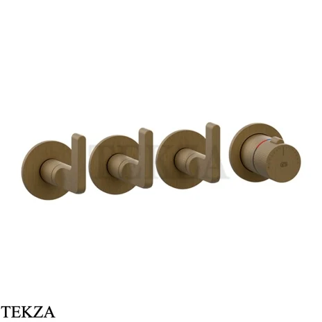 Gessi INCISO SHOWER Термостатический смеситель, 3 потока, внешняя часть 58336-713, Antique Brass