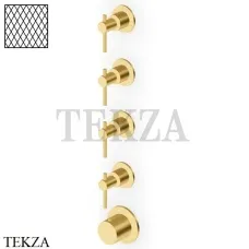 Zucchetti Helm Diagonal Термостат для душа на 4 потока, внешняя часть ZHL804.XP41G3, brushed gold PVD