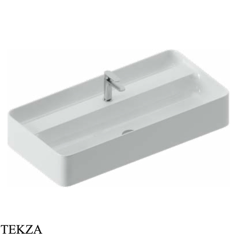 ArtCeram Brooklyn раковина подвесная и накладная The.Saniglaze с продольным сухим отсеком и 1 отверстием BNL001 01 34, белый глянец