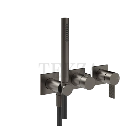 Gessi Inverso Diamantato Смеситель для душа, 2 потока, с гарнитуром, внешняя часть 73636-707, Black Metal Br. PVD