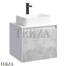 Aqwella MOBI Тумба подвесная с двумя ящиками 60 см MOB0106W, белый глянец/бетон