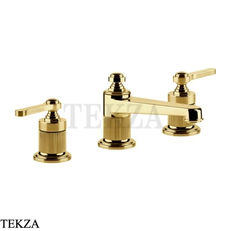 Gessi VENTI20 Смеситель для раковины на 3 отверстия низкий, с донным клапаном 65011-246, Gold PVD