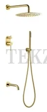 Boheme Uno Смеситель встроенный с изливом, верхний душ, душевой гарнитур Uno 464-2-G Gold Золото глянец