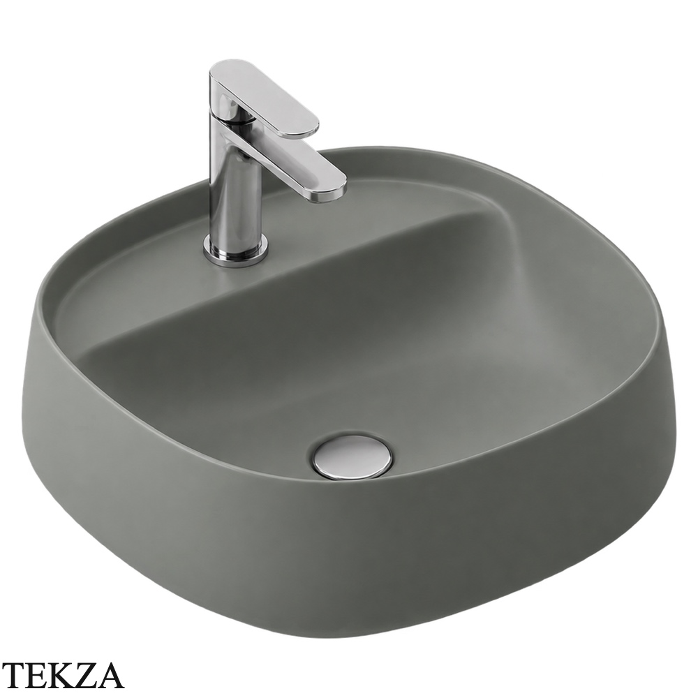 ArtCeram Whisky раковина накладная круглая The.Saniglaze с 1 отверстием WHL001 15 34, Grey Olive матовый