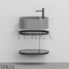 Cielo Les Petites Ovale Консоль с раковиной LPLAO46, керамическая полка, Cemento Cielo Les Petites Ovale Консоль с раковиной LPLAO46, керамическая полка, Cemento