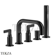Gessi INCISO Смеситель на борт ванны с изливом, гарнитуром 58040-706, Black Metal PVD