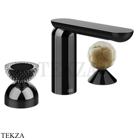 Gessi Perle Смеситель для раковины на 3 отв., без гарнитура 74748-706, black хром глянец