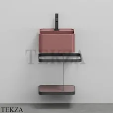 Cielo Les Petites Quadrato Консоль с раковиной LPLAQ35, керамическая полка, Corallo Cielo Les Petites Quadrato Консоль с раковиной LPLAQ35, керамическая полка, Corallo
