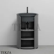 CIELO I Catini Tiberino Тумба отдельностоящая CAMTL, с 3-мя полками, слив в стену, Cemento-Basalto