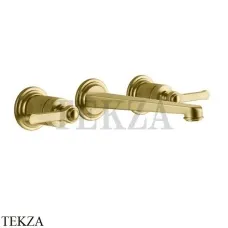 Gessi VENTI20 Смеситель для раковины на 3 отв. средний, внешняя часть 65091-716, Gold Br. PVD