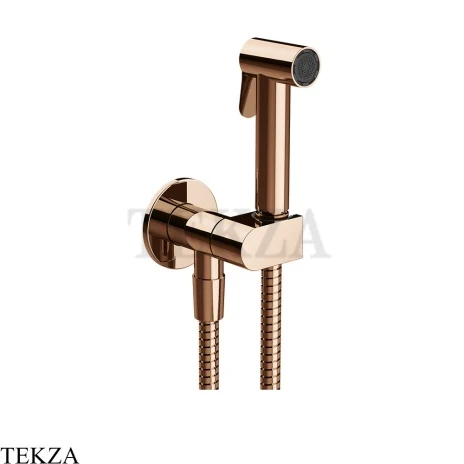 Gessi Гигиенический душ с запорным узлом, выводом воды и держателем 45226-030, медь глянец