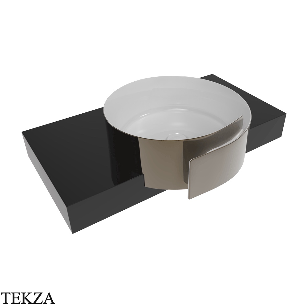 Flaminia Roll раковина полувстраиваемая 44×44×17 см, платина Metal Platinum глянец
