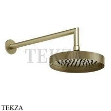 Gessi Inverso RIGATO Верхняя душевая лейка с кронштейном 63548-727, Brushed Brass Gessi Inverso RIGATO Верхняя душевая лейка с кронштейном 63548-727, Brushed Brass