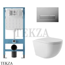 Aqueduto OVO Комплект унитаза c инсталляцией, кнопка хром глянец AQDS199, Белый глянец