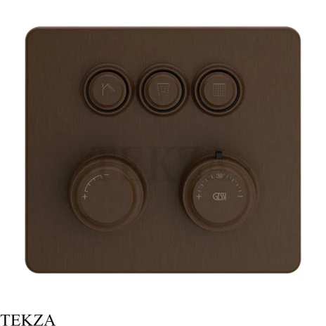 Gessi VENTI20 Термостатический смеситель на 3 потока, внешняя часть 65234-845, Dark Bronze