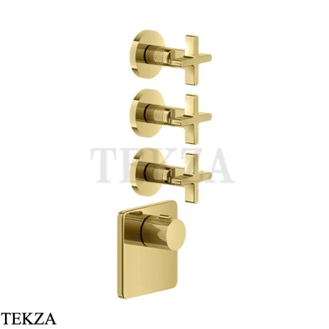 Gessi INCISO WELLNESS Термостат 3 выхода, внешняя часть 58346-246, Gold PVD