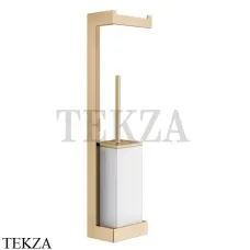 Gessi Rettangolo Стойка настенная с бумагодержателем и ершиком, белый 20867-735, Warm Bronze PVD