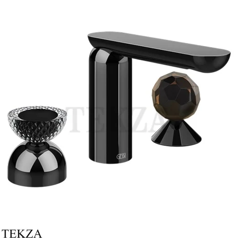 Gessi Perle Смеситель для раковины на 3 отв., без гарнитура 74728-706, black хром глянец
