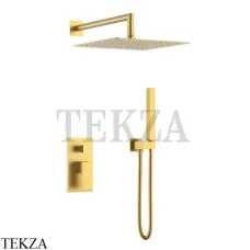 Boheme Qubic Смеситель для душа, ручной душ, верхняя лейка, комплект 474-3-MG, латунь matt gold