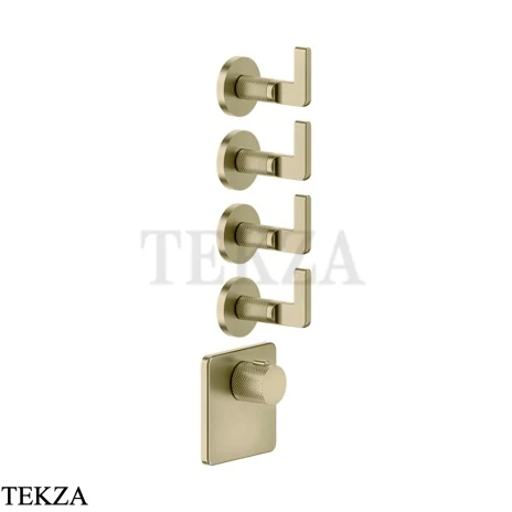 Gessi INCISO WELLNESS Термостат 4 выхода, внешняя часть 58218-727, Brushed Brass PVD
