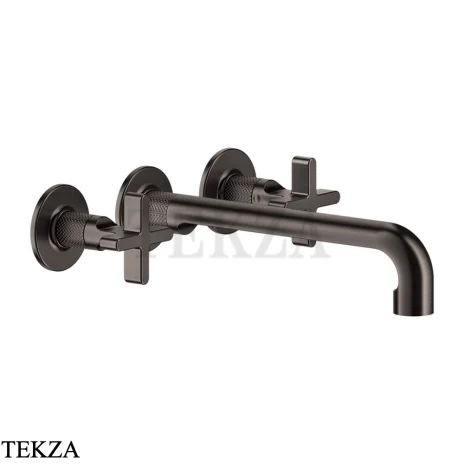 Gessi INCISO+ Смеситель для раковины на 3 отверстия, длинный, внешняя часть 58192-707, Black Metal Brushed PVD