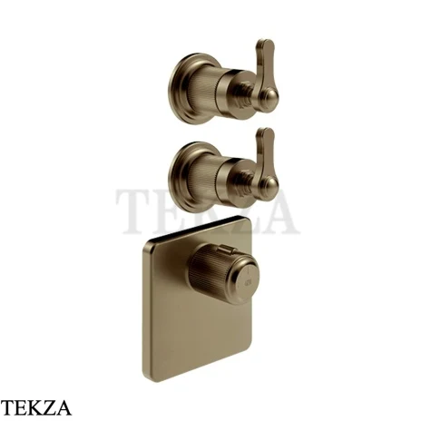 Gessi VENTI20 Термостат для душа, 2 потока, внешняя часть 65202-791, Deep Bronze Br. PVD